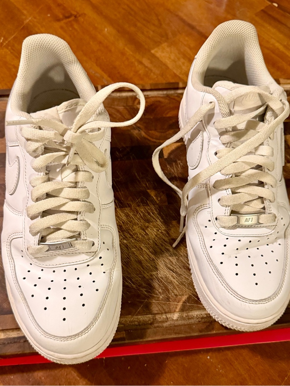 Men's White Low-Top Leather Sneakers with Perforated Toe